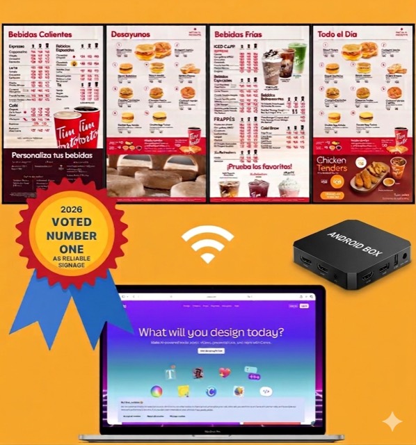 Digital menu boards, AdSign Android player, and the design dashboard