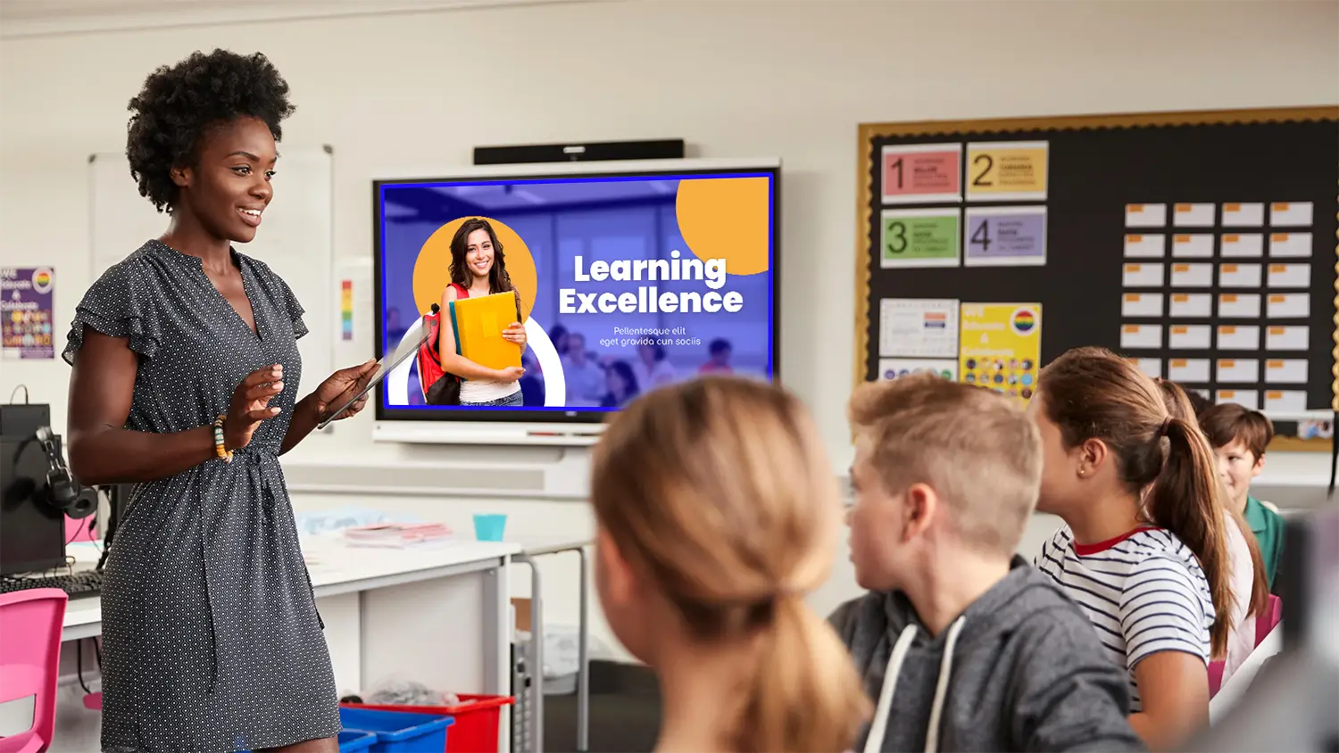 School or university digital signage screen showing campus announcements and schedules